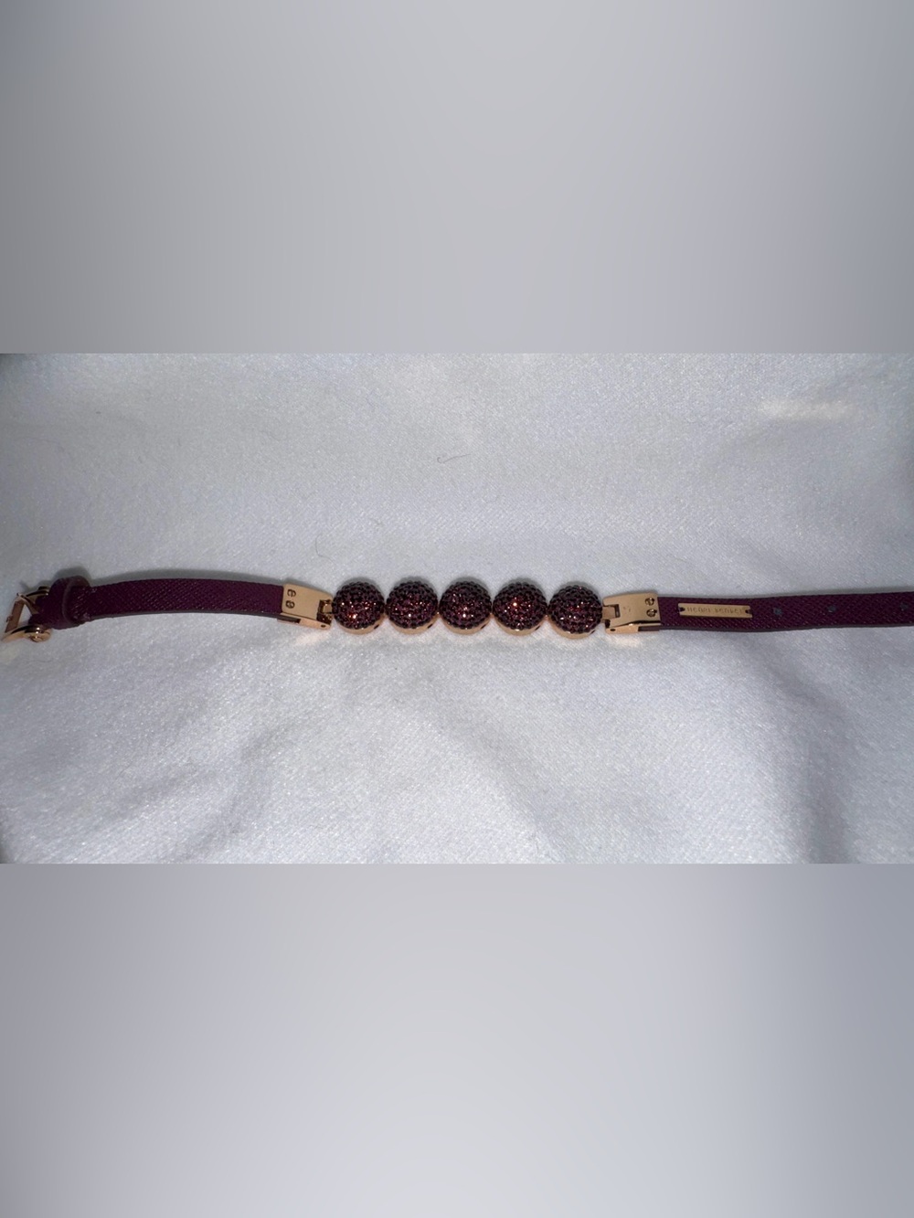 Henri Bendel Rose Gold Buckle Bracelet with Deep Purple Crystal Beads